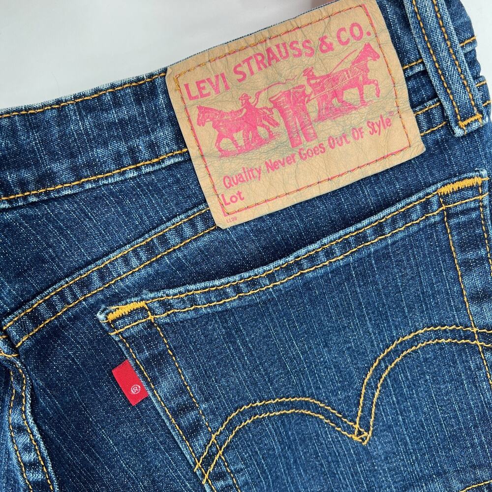 vtg Y2K Levi’s 514 Jeans Sz 11 Juniors Mid Rise Flare Med Wash Bootcut Bell - Picture 8 of 12